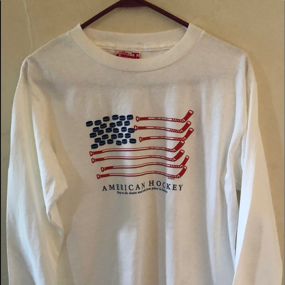 AussiT shirt hockey American flag long sleeve Sz S